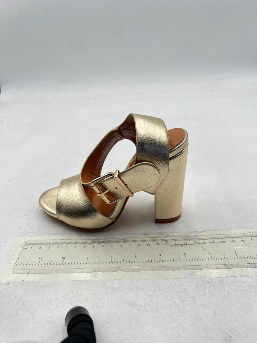 Gold Women’s Ankle Straps Sandals Chunky High Heels Open Toe Buckle Shoes